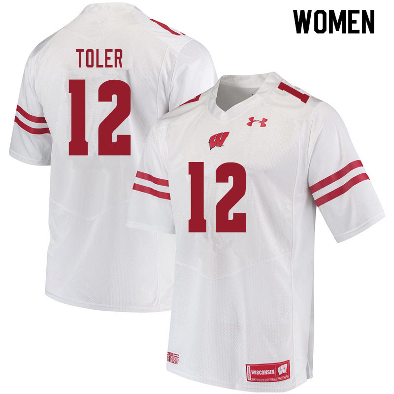 Wisconsin Badgers Women's #12 Titus Toler NCAA Under Armour Authentic White College Stitched Football Jersey TO40B32XR